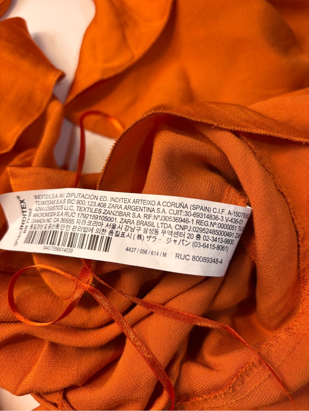 Zara Limited Edition Burnt Orange ruffle Open Back Asymmetrical Blouse, size M - Picture 14 of 15